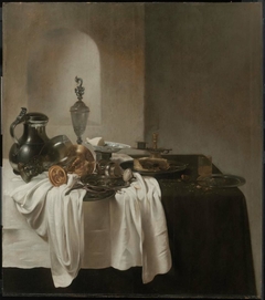 Breakfast Still Life with Glass and Metalwork by Jan Jansz den Uyl