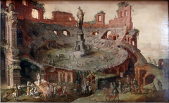 Bullfighting in the Colosseum ruins by Maarten van Heemskerck