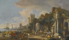 Capriccio View of a Mediterranean Port by Luca Carlevarijs