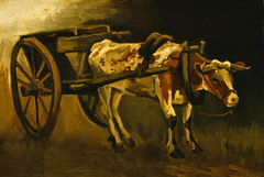 Cart with Reddish-Brown Ox by Vincent van Gogh