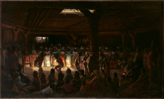 Dance in a Subterranean Roundhouse at Clear Lake, California by Jules Tavernier