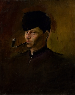 Dandy in Fur Cap with Pipe by László Mednyánszky