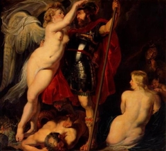 Der Tugendheld, von der Siegesgöttin gekrönt by Peter Paul Rubens