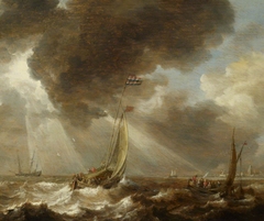 Dutch Ferry Boats in a Fresh Breeze by Bonaventura Peeters