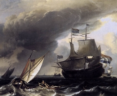 Dutch Vessels on the Sea at Amsterdam by Ludolf Bakhuizen