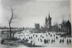 Fun on the ice near the Oosterpoort in Delft by Esaias van de Velde