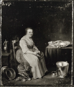 Geflügelrupfende Frau (?) by Justus Juncker