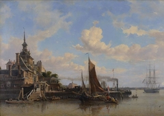 Gezicht op de Ooster Oudehoofdpoort by Willem Antonie van Deventer