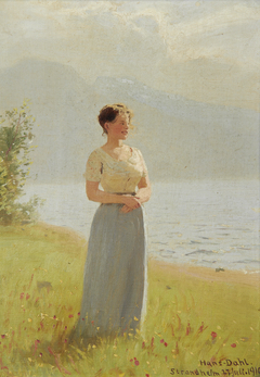 Girl beside a Fjord by Hans Dahl