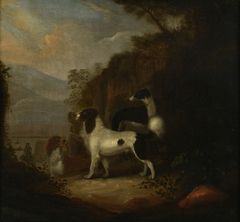 Honden in een landschap by Adriaen Cornelisz Beeldemaker