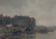 Houses on the Prins Hendrikkade, Amsterdam, on a Misty Day by Jacob Maris