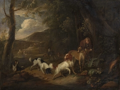 Hunter with Hounds at the Edge of a Wood by Adriaen Cornelisz Beeldemaker