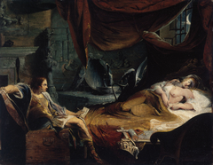 Iachimo Emerging from the Chest in Imogen's Chamber by James Barry