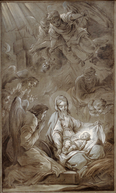 L'adoration des anges Esquisse by Charles-André van Loo