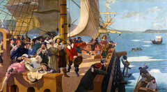 L'Arrivée de Champlain à Québec by Henri Beau