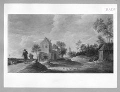 landscape with church + river by David Teniers the Younger