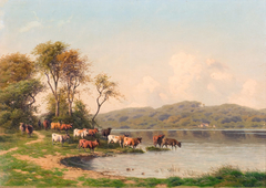 Landscape with Cows by a Lake by Carl Frederik Bartsch