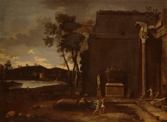 Landscape with sarcophagus by Thomas Blanchet