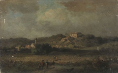 Landschaft mit Dorf und Burg by August Seidel