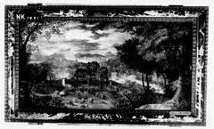 Landschap met kasteel en feestend gezelschap by Anonymous