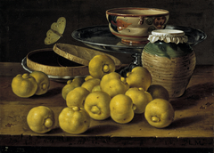 Limes, a Box of Jelly, butterfly and recipients by Luis Egidio Meléndez