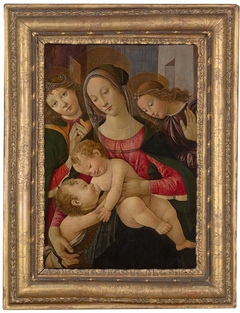 Madonna and Child with Angels and John the Baptist by Master of the Borghese Tondo