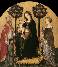 Madonna with Child and St Catherine, St Nicolas and Donor by Gentile da Fabriano