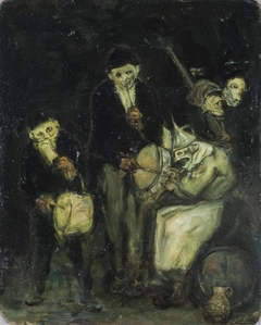 Masked Street Musicians (Murga ó Máscaras Tocando) by José Gutiérrez Solana