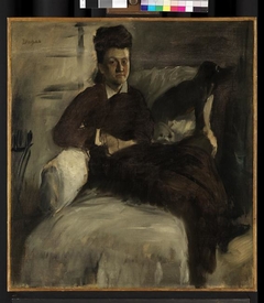 Mme Jeantaud in an Armchair with Two Dogs by Edgar Degas