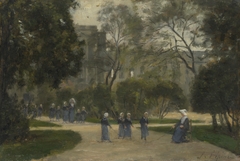 Nuns and Schoolgirls in the Tuileries Gardens, Paris by Stanislas Lépine