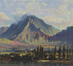 Pali Gap from Kaneolu Bay, Oahu, Hawaii by D. Howard Hitchcock