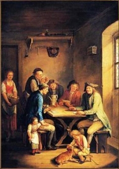 Peasants Playing Cards by Johann Andreas Herrlein