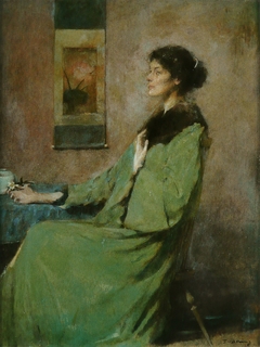 Portrait of a Lady Holding a Rose by Thomas Wilmer Dewing