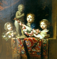 Portrait of three children, possibly the children of Gerrit Bicker van Swieten and Cornelia Bicker by Caspar Netscher