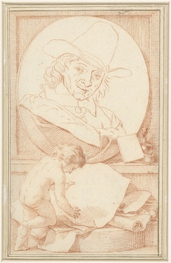 Portret van Adriaen van Ostade by Jacob Houbraken