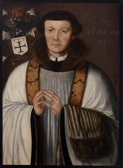 Portret van Johannes 't Sanctius (Gouda 1517/8 - Gouda 1554), pastoor van Gouda (1541-1554). by anonymous painter