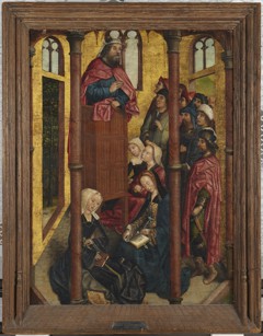 Prediking van een heilige by Master of the legend of St Barbara