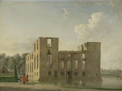 Rear View of Berckenrode Castle in Heemstede after the Fire by Jan ten Compe