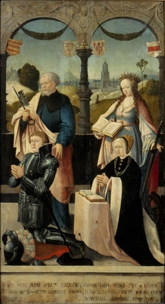 Rechterluik (binnenzijde) van een drieluik met de portretten van Lambert Snoy (?-1529) en Emmerentiana Snoy-Pauw (1510-1550) en Petrus en Catharina by Anonymous