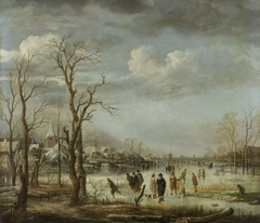 River view in the winter by Aert van der Neer