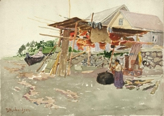 Salmon Drying, Indian Village, Alaska by Theodore J Richardson