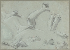 Schetsblad met studies van voeten, handen en een arm by Gaetano Gandolfi