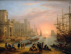 Sea Port at Sunset by Claude Lorrain