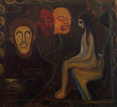 Seated Nude and Three Male Heads by Edvard Munch