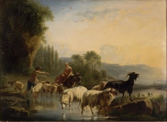 Sheep at the Watering Hole by Balthasar Paul Ommeganck