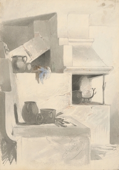 Sketch of Fireplace with Kitchen Utensils by Friedrich Carl von Scheidlin