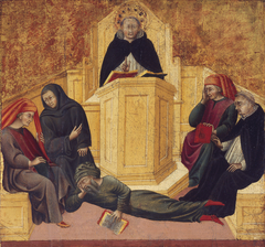 St. Thomas Aquinas Confounding Averroës by Giovanni di Paolo