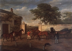 Stable yard scene by Anonymous