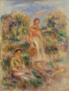 Standing Woman and Seated Woman in a Landscape (Une femme debout et une femme assise dans un paysage) by Auguste Renoir