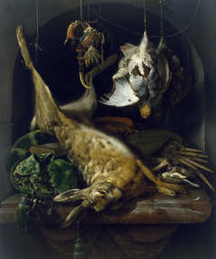 Still Life of a Dead Hare, Partridges, and Other Birds in a Niche by Jan Weenix